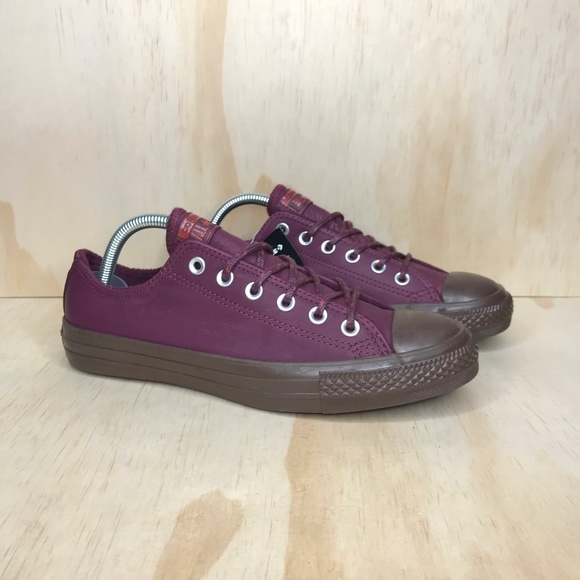 converse leather purple